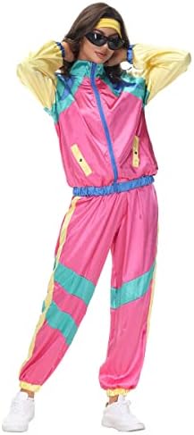 Костюм на 80-те години, в спортен костюм за мъже и жени, яке и панталон, костюм с превръзка на главата, Облекло 1980 година за Хелоуин
