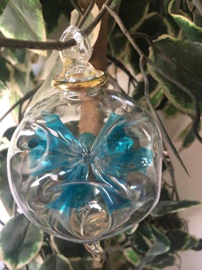Двухслойное украса от тюркоазено стъкло за коледна украса|подарък|Декорации за Коледната топка | Висящи украшения за елхи| Коледни