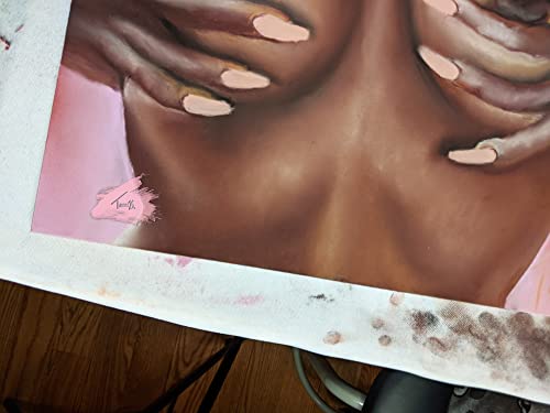 Фигура Интерлюдия Красива гола жена, держащейся за гърдите - Оригинален пастельная живопис размер 12x16 инча в стил ню креда