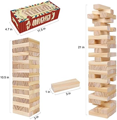 GOTHINK Сушилни Tower е Игра за деца и възрастни, 54 бр. Дървена Настолна игра за подреждане за Семейна игра, Нощен Класическа игра,