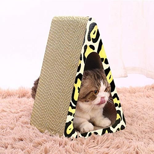 Когтеточки за котки Триъгълна Форма с Леопардовым Принтом RUIXFLR, Вертикални Когтеточки за Котки 2 в 1 от Гофриран картон, Жълт