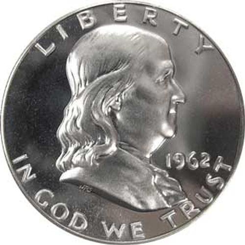 Монета на САЩ в Полдоллара Франклин СРЕБРО Камък на 1962 година на издаване