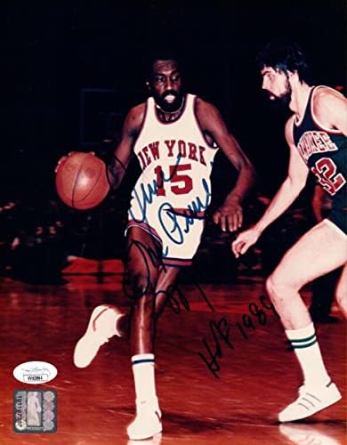 Ърл Монро Подписа Снимка с размер 8X10 с автограф Перла NY Knicks JSA VV63864 - Снимки на НБА с автограф