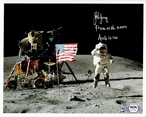 Джон Йънг Подписа 8x10 Psa Днк Ah41400 (d) Apollo 16 9th Moonwalker 9-mu - Снимки на MLB с автограф