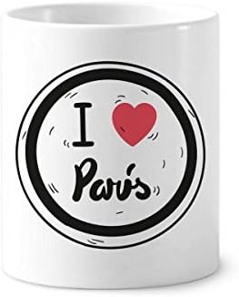 Аз Обичам Париж Думи Шаблон, Четка за Зъби Държач за Химикалки Чаша Керамична Поставка за Чаша За Моливи