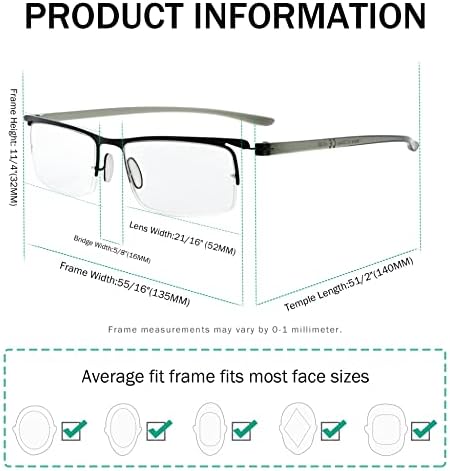 Eyekepper Спестете 10% на 5 опаковки пури в ограничени бройки очила за четене за мъже и 3 опаковки ридеров в полукръгла рамка +