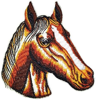 Изработена по поръчка и уникална конче муцуната [Horse Face], Бродирани желязо нашивке [4 х 4,5] Произведено в САЩ]
