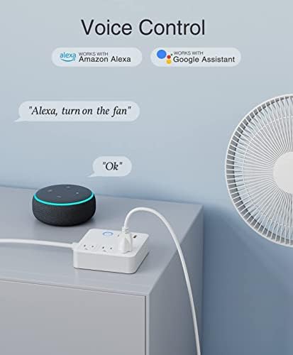 Smart Plug Power Strip и Mini Smart Plug, комплект от 2 контакти Wi-Fi, който е съвместим с Alexa и Google Home, дистанционно управление