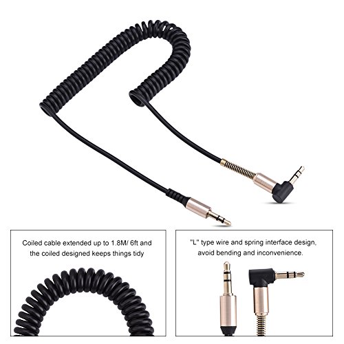 3,5 мм Пружинен Aux кабел от мъжете на Мъжа, 1.8 M / 6 метра, L-Образен Разтегателен Кабел за Автомобилни/Домашни Аудио Слушалки