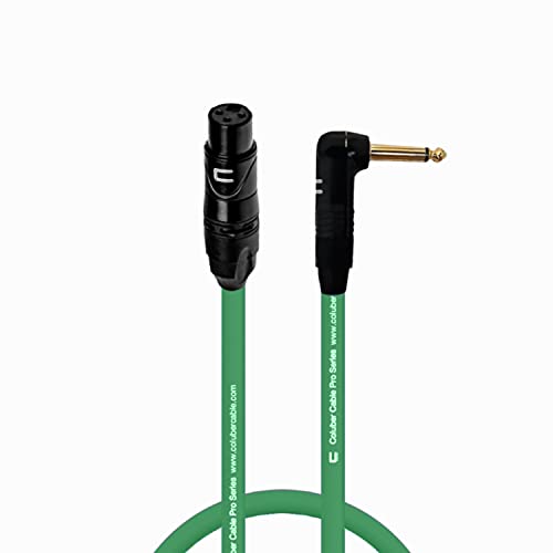 Конектор за свързване на асиметричен XLR кабел под прав ъгъл 1/4 TS - 0,5 Метра Зелено - Pro 3-Пинов конектор за микрофон за свързване