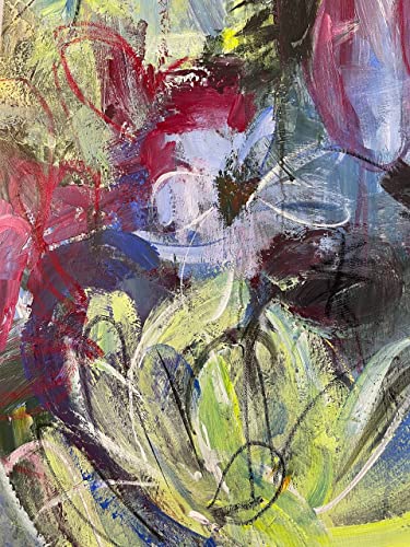 Пъстри цветя, Картина върху платно, Абстрактни форми, Оригинално Стенно изкуство за хол |JUNE VIBE (50 х 50|127x127 см, Запазени