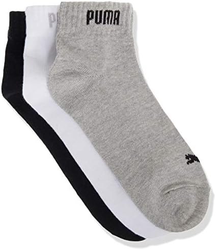 Дамски чорапи PUMA /Дамски чорапи на една четвърт от глезените (опаковка от 3 броя) (3,6) (Черен/ Сив/ бял)