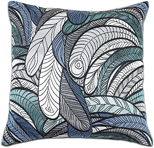 Елегантна Декоративна калъфка за възглавница от пера от шенилна сиво и тюркоазено цветове (18Wx18L), комплект от 2