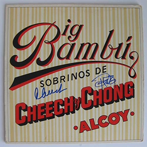 Cheech и Чонг подписаха Виниловую плоча с албума Big Bambu с хартиени кърпи за ръце доказателство за автографа на Бекет COA STAR
