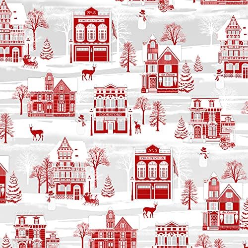 Празнична песен - Скандинавска Коледна плат Nordic - Червено-сив празнична плат - Henry Glass Fabrics - Пакет от 11 Дебели четвърти,