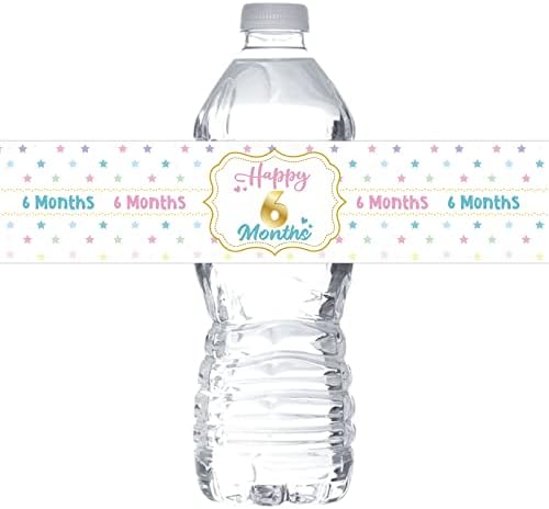 MonMon & Craft Етикети и за етикети за бутилки с вода Happy 6 месеца / Етикети за бутилки в деня на раждането на детето на 6 месеца