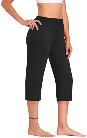 iQKA / дамски летни всекидневни спортни панталони-капри с еластичен ластик на талията и завязками, панталони за почивка, офис елегантен