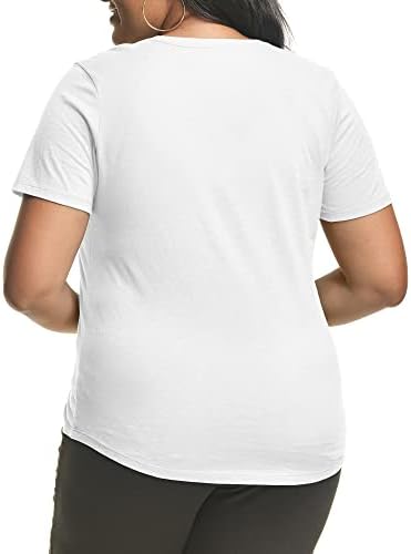 Женска тениска Just My Size, Тениска голям размер с къс ръкав и V-образно деколте, Женска тениска JMS Големи размери, Дамски тениска