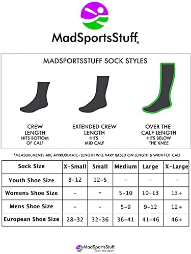 Чорапи MadSportsStuff Neon Rainbow Unicorn Атлетик Над горната част на Крака - за по футбол и футбол - Младежки и възрастни