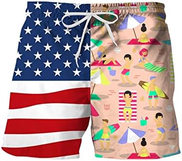 ADSSDQ Мъжки къси Панталони за Пейки на Деня на Независимостта, Ежедневни Летни Хавайски Панталони За каране на Сърф, Плажни Панталони