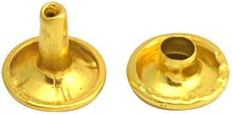 Wuuycoky Златен Двойна Капачка Кожени нитове Тръбни Метални Шипове на Осп 8 мм и стълб 6 мм, Опаковка от 100 комплекта
